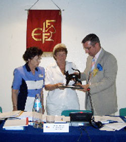Alva receiving award at FIFe General Assembly